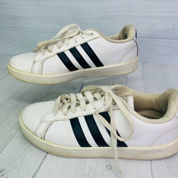 Adidas Cloudfoam Mens NEO AW4287 White Black Stripes Lace Up Tennis Shoe Sz 8 - Picture 6 of 10